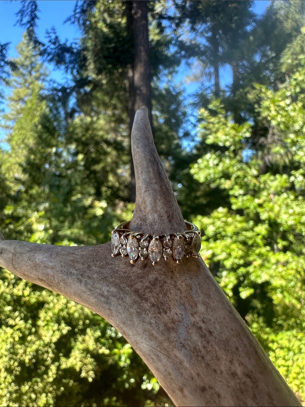 Fake diamond costume ring, fake gold